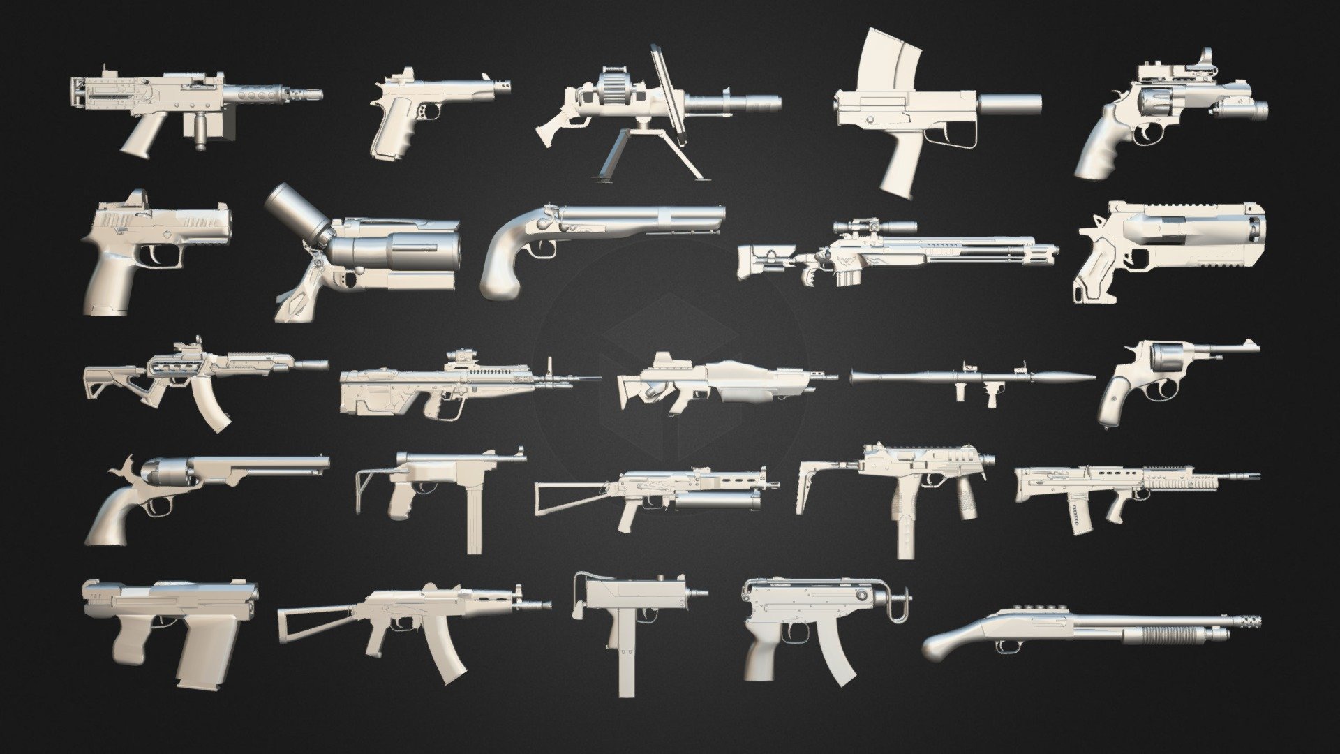 Pack Of 25 Guns Vol 04 - Buy Royalty Free 3D model by Yacine BRINIS ...