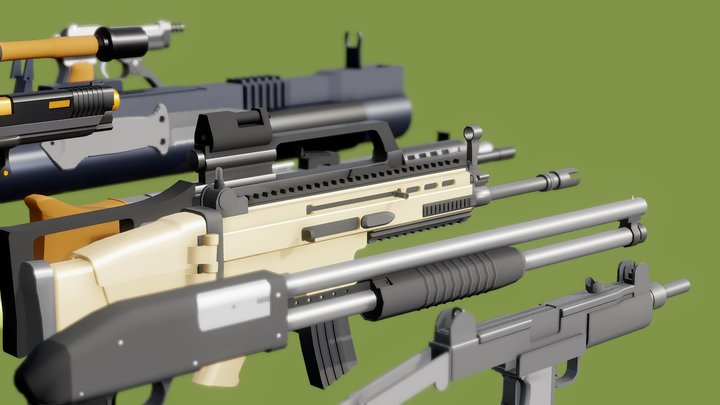 Weapon Pack of 10/100 Part 1 3D Model