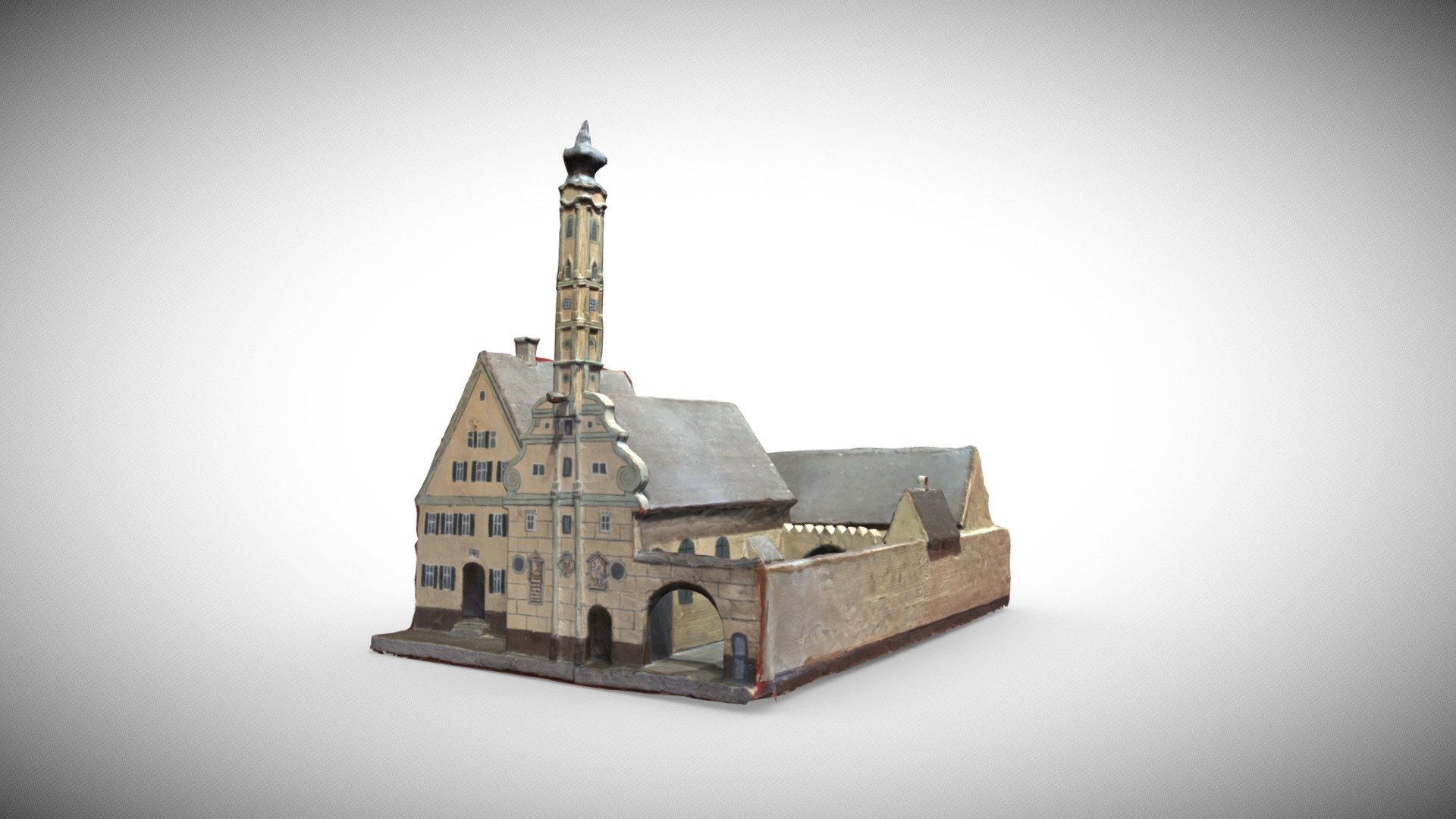 Holzmodell des Aichacher Spitalhofs