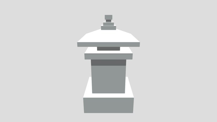 Low poly japanese stone pillar 3D Model