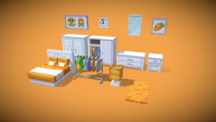 Bedroom Furniture - Minecraft 3D Model
