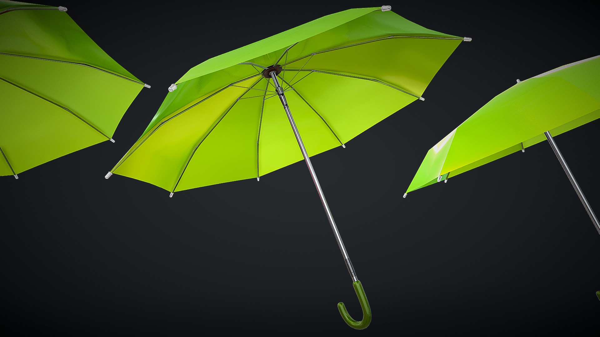 3D model Umbrella - This is a 3D model of the Umbrella. The 3D model is about a group of green umbrellas.