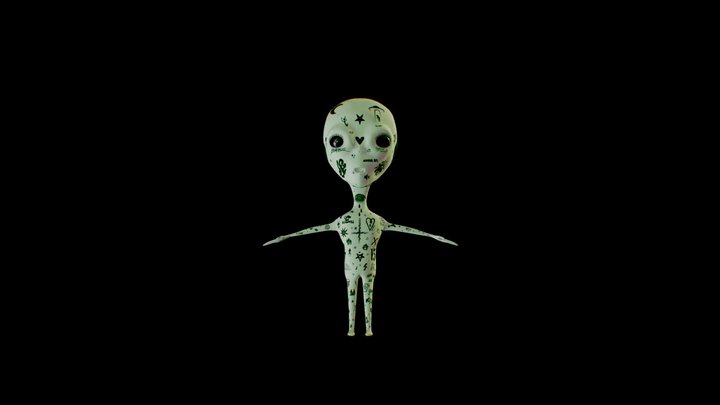 Blicky - The Tattoo'd Alien (Rigged) 3D Model
