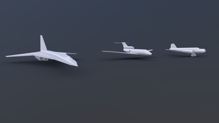 Samolet |  aircraft | XYZ homework |  silhouette 3D Model