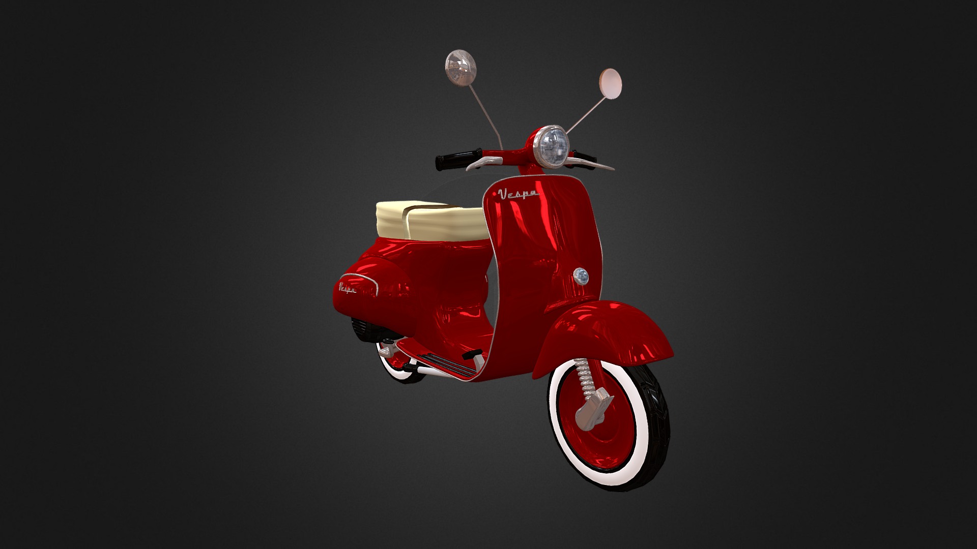3D model Vespa - This is a 3D model of the Vespa. The 3D model is about a red and white scooter.