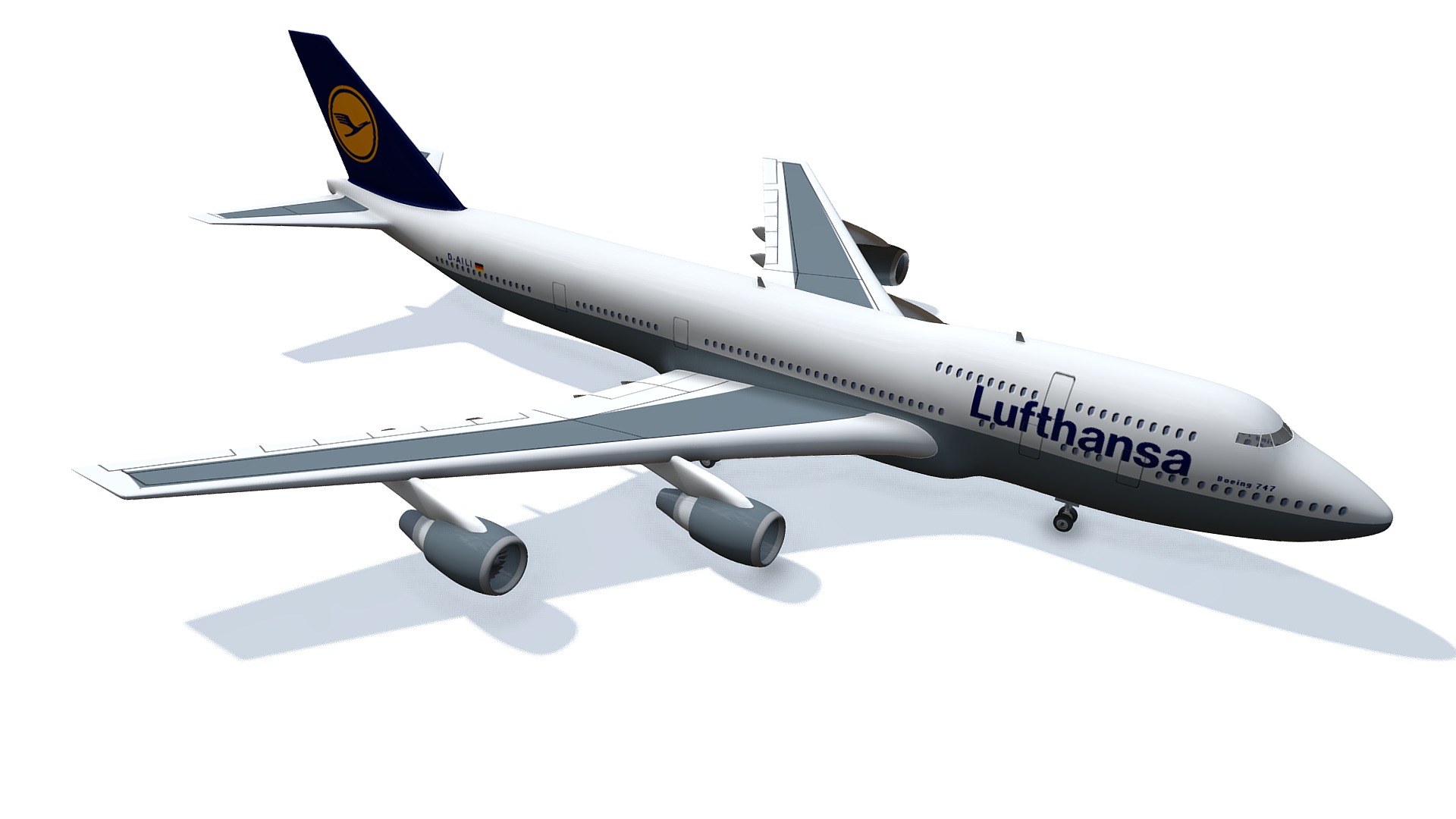 3D model Lufthansa Airlines - This is a 3D model of the Lufthansa Airlines. The 3D model is about a white airplane with a yellow logo.