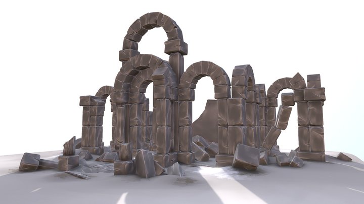 lowpoly_handpaint_Entrance_scene 3D Model
