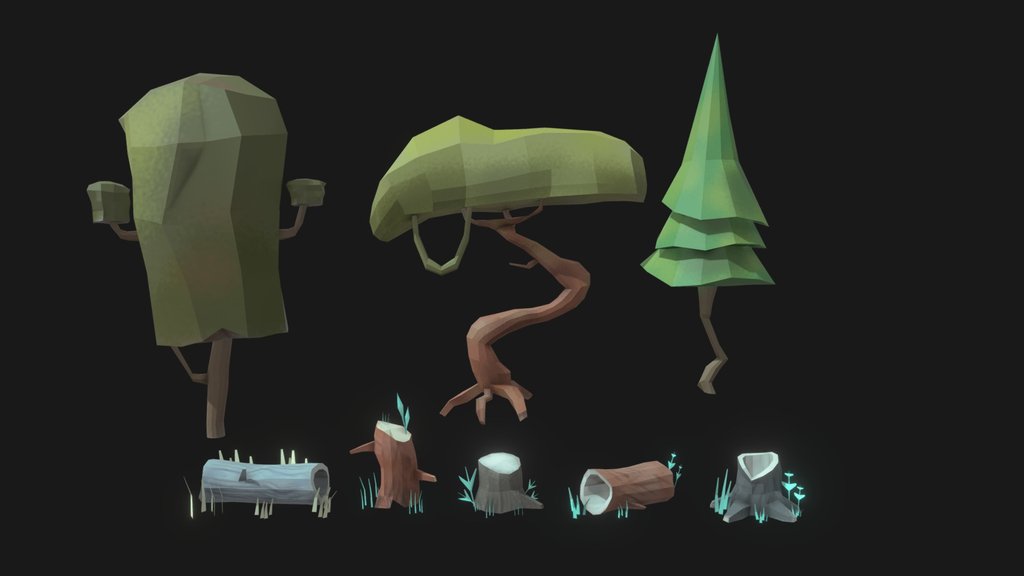 low poly trees (pack)