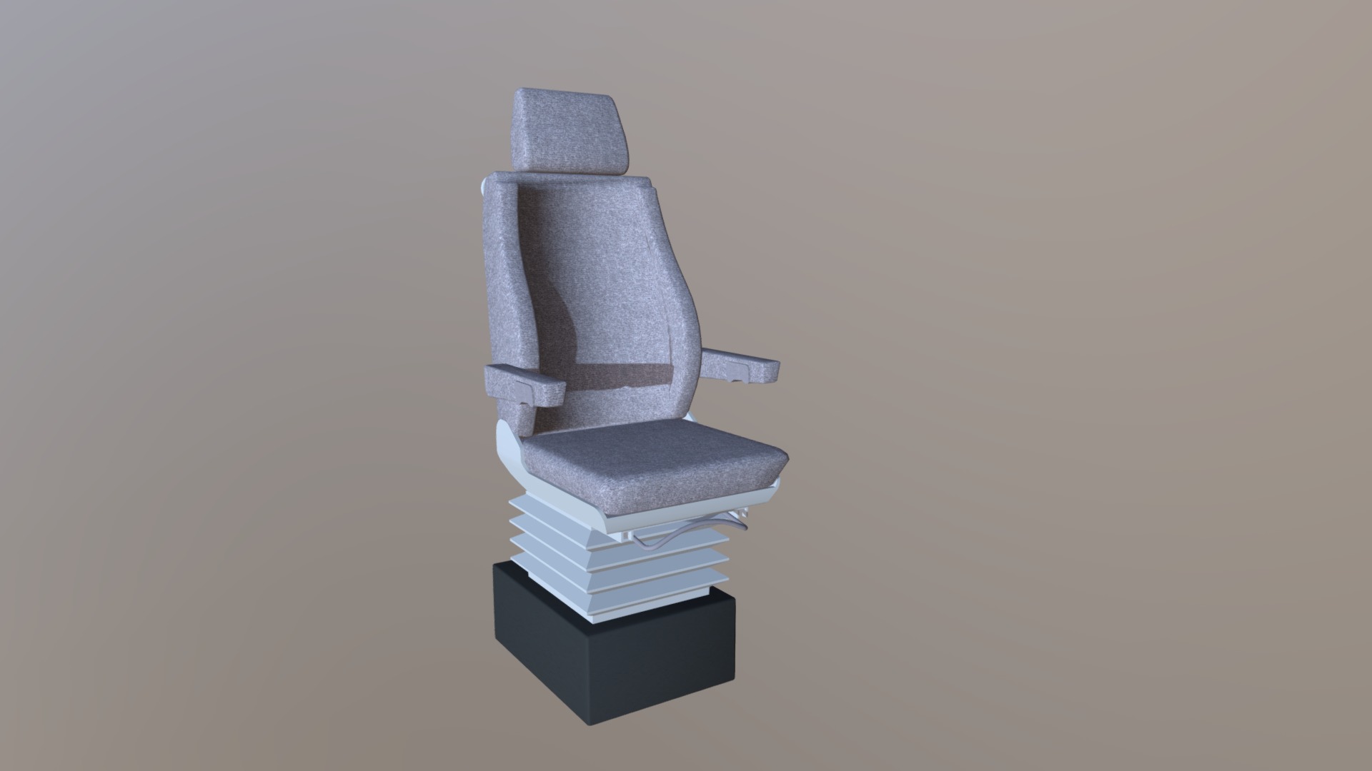 3D model Railway High Speed Railway Seats 03 - This is a 3D model of the Railway High Speed Railway Seats 03. The 3D model is about a grey chair with a grey cushion.