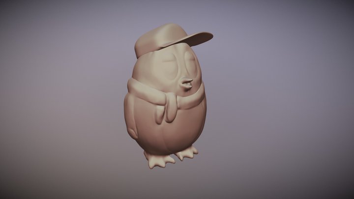 Penguin with scarf - My first own sculpture 3D Model