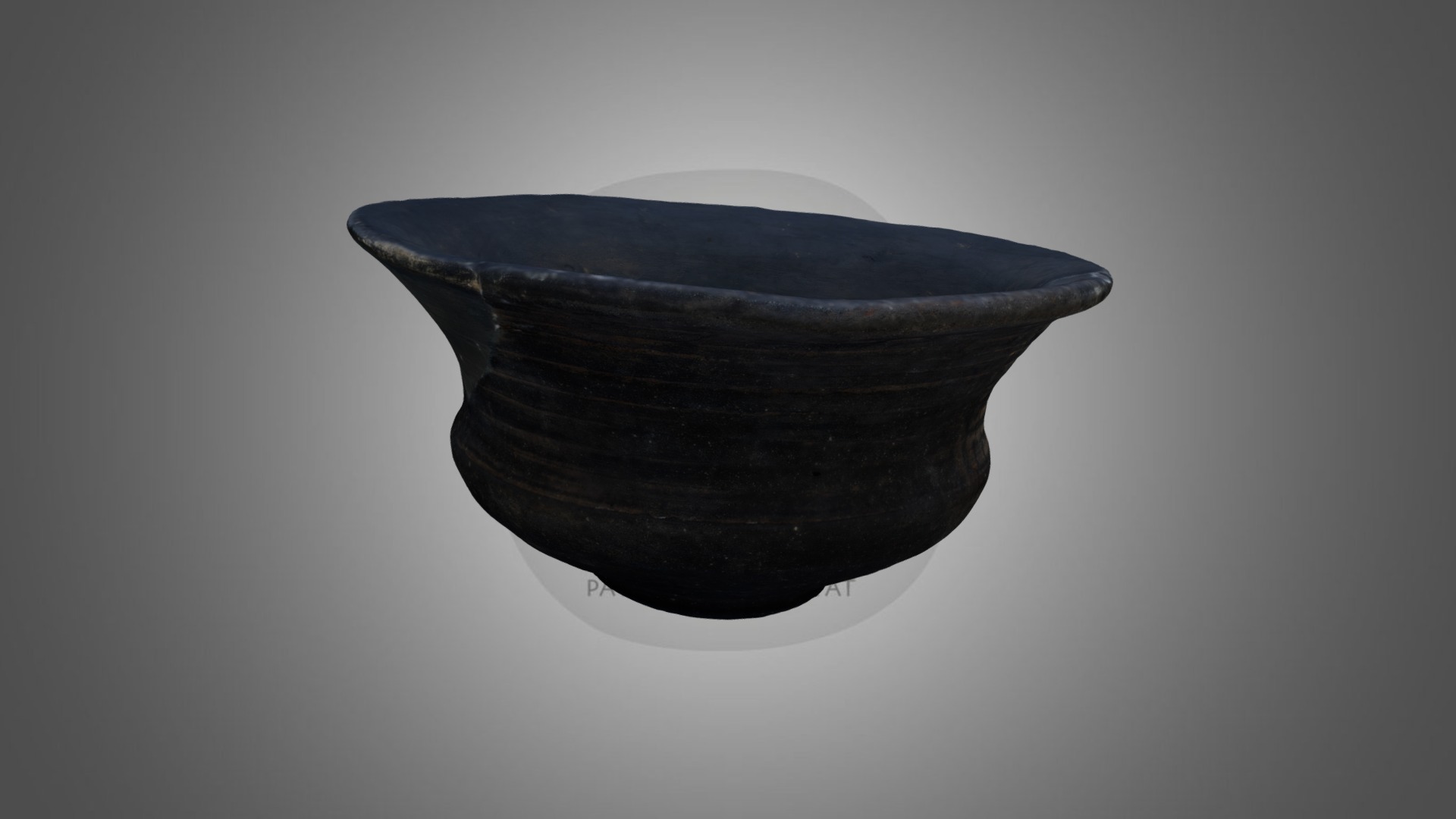 3D model Vaso íbero caliciforme - This is a 3D model of the Vaso íbero caliciforme. The 3D model is about a black bowl on a white surface.