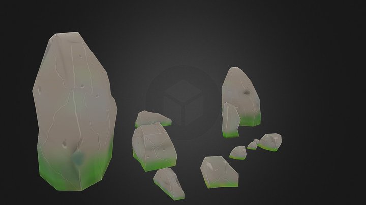 Free - Low Poly Hand Painted Stone 3D Model