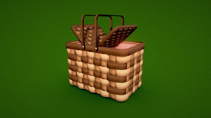 Cartoon Picnic Basket 3D Model