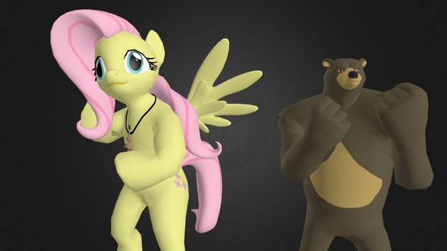 Fluttershy and Bear 3D Model