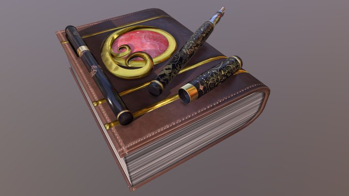 Pen And Book 3D Model