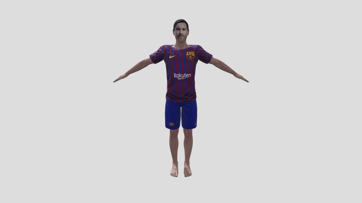 3D Lionel Messi Barca Jersey 3D Model
