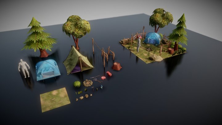Campfire Pack - 3D Low Poly for Game Asset 3D Model