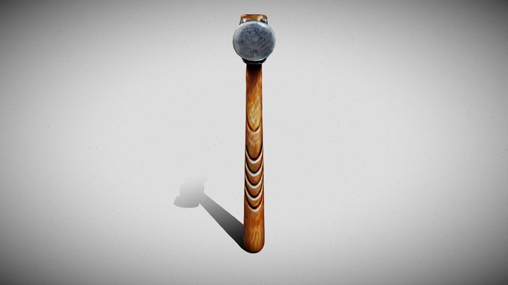 Wooden Hammer Optimized 3D Model