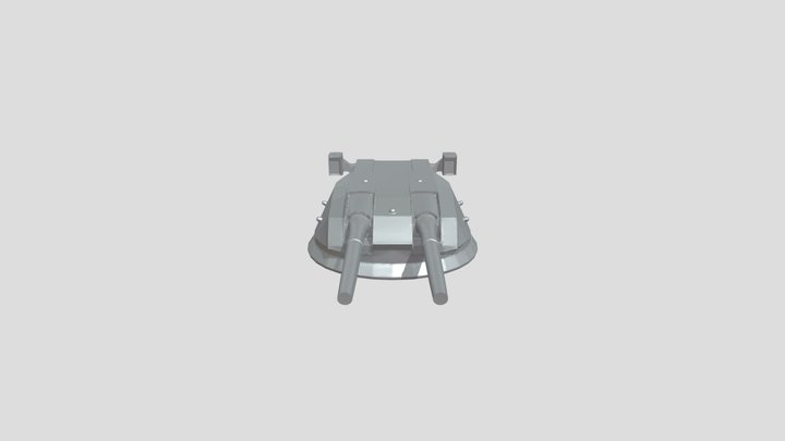 futuristic tank turret with dual barrels 3D Model