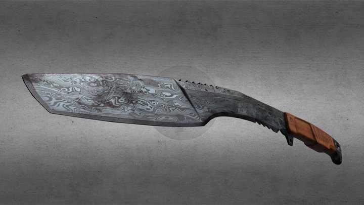 Tactical Kukri | Damascus Steel 3D Model