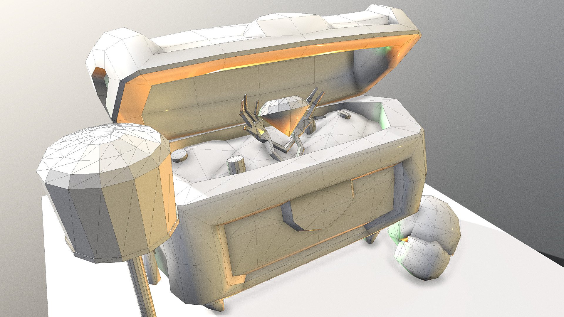 Low Poly Skeletal Treasure Chest Non Textured