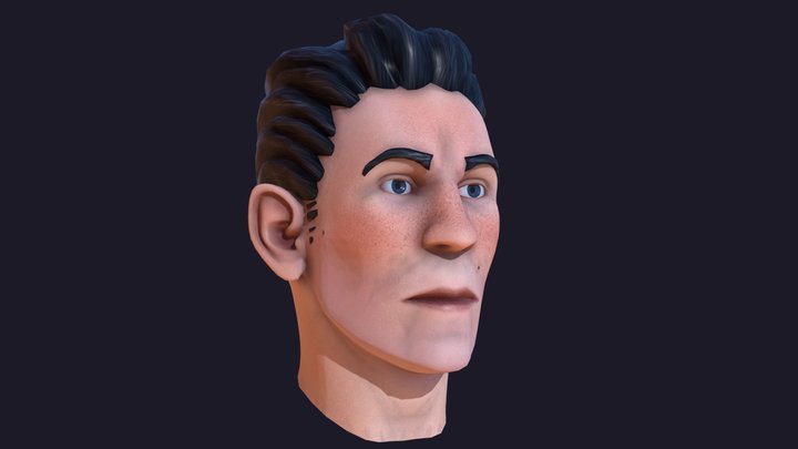 Stylized PBR Man Character Head 3D Model
