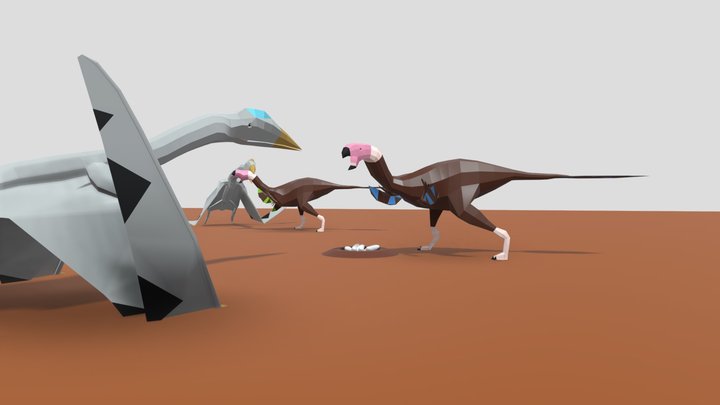 Gigantoraptor Scene 3D Model