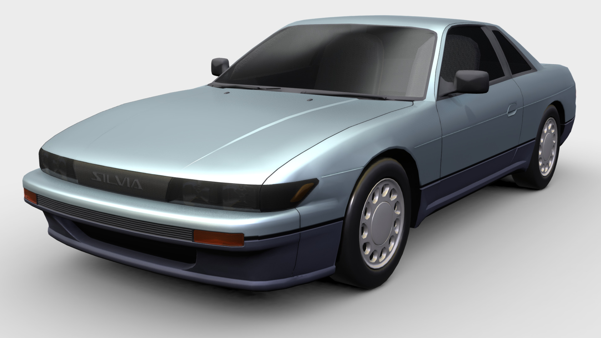 3D model Nissan Silvia - This is a 3D model of the Nissan Silvia. The 3D model is about a silver car with a black top.