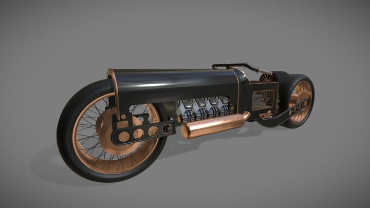 Steampunk Motorcycle 3D Model