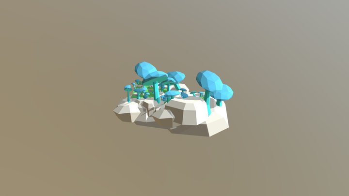 Fluorescent mushroom forest 3D Model