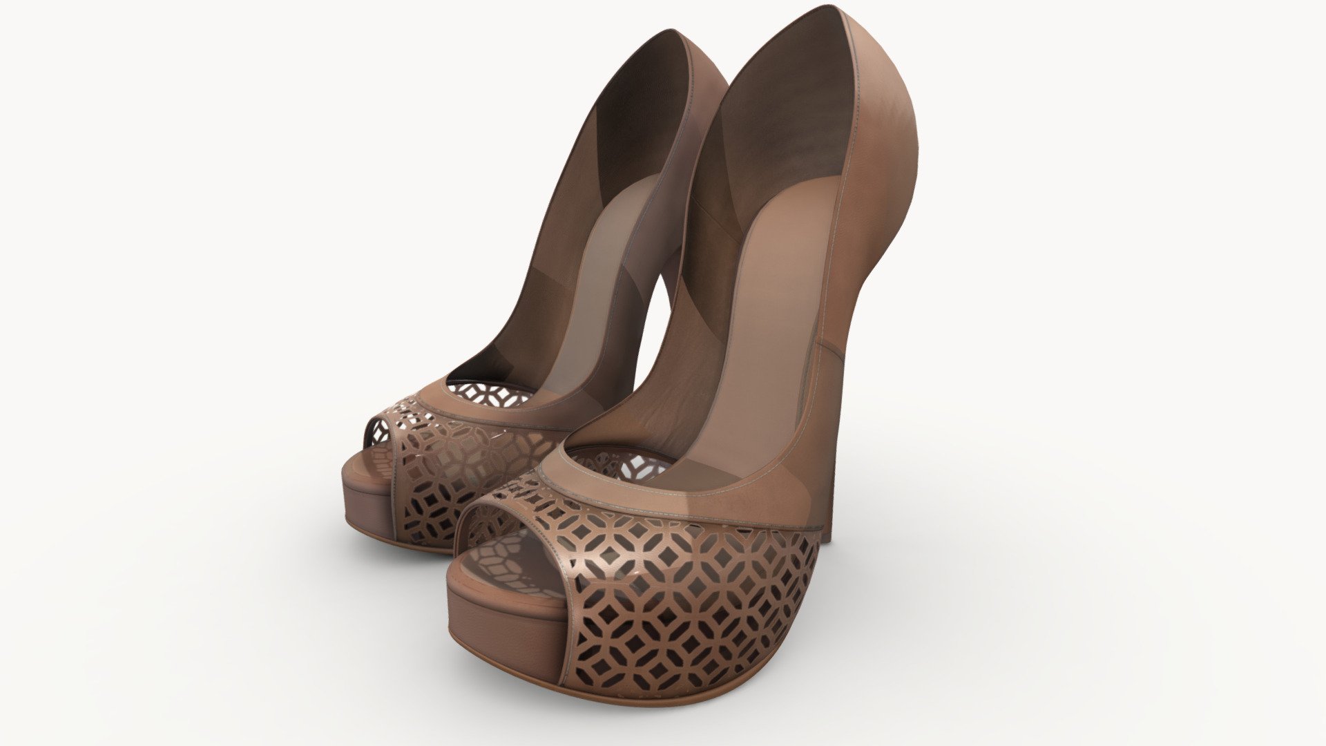 Female Peeptoe High Heels Shoes - Buy Royalty Free 3D model by 3dia ...