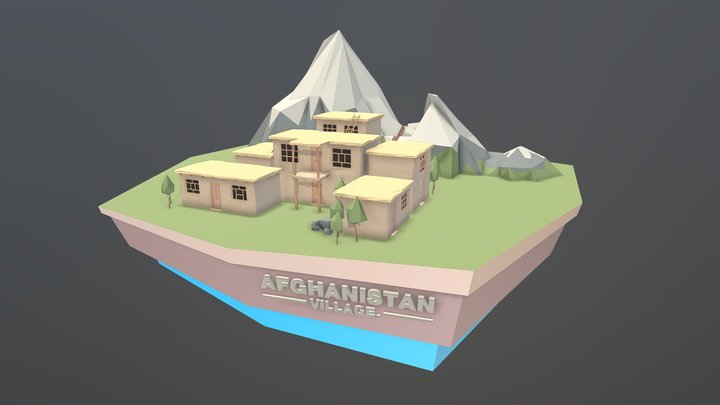 Turntable Afghan Village V5 3D Model