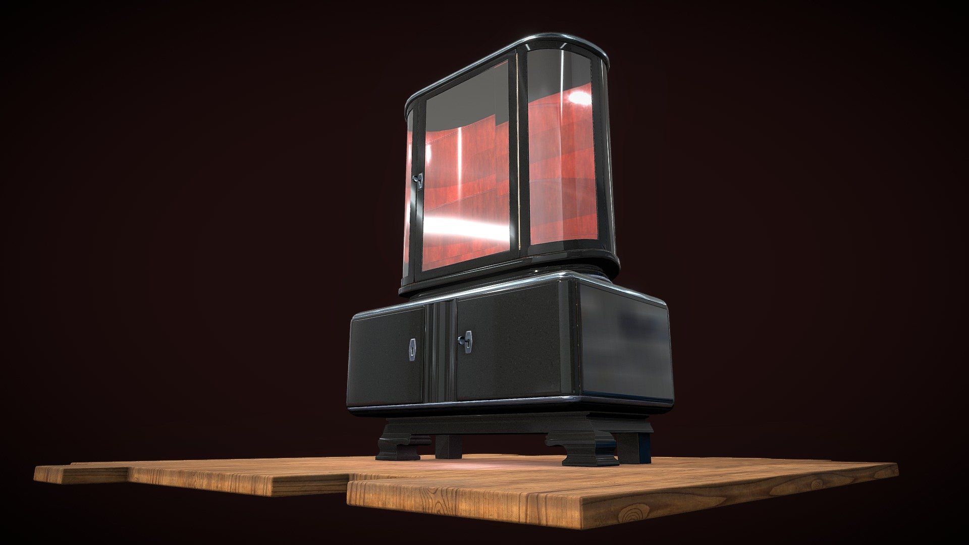 Vintage Vitrine Art Deco Cabinet — Sketchfab embed 3D viewer