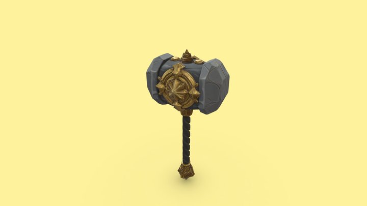 Golden Warrior Hammer 3D Model