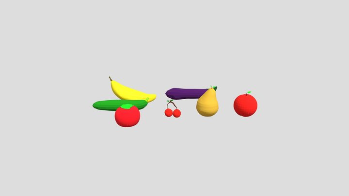 Low Poly Fruits Pack 3D Model
