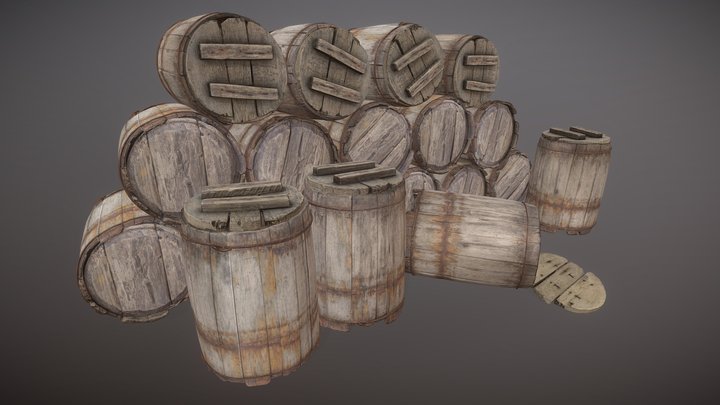 Old Barrels 3D Model