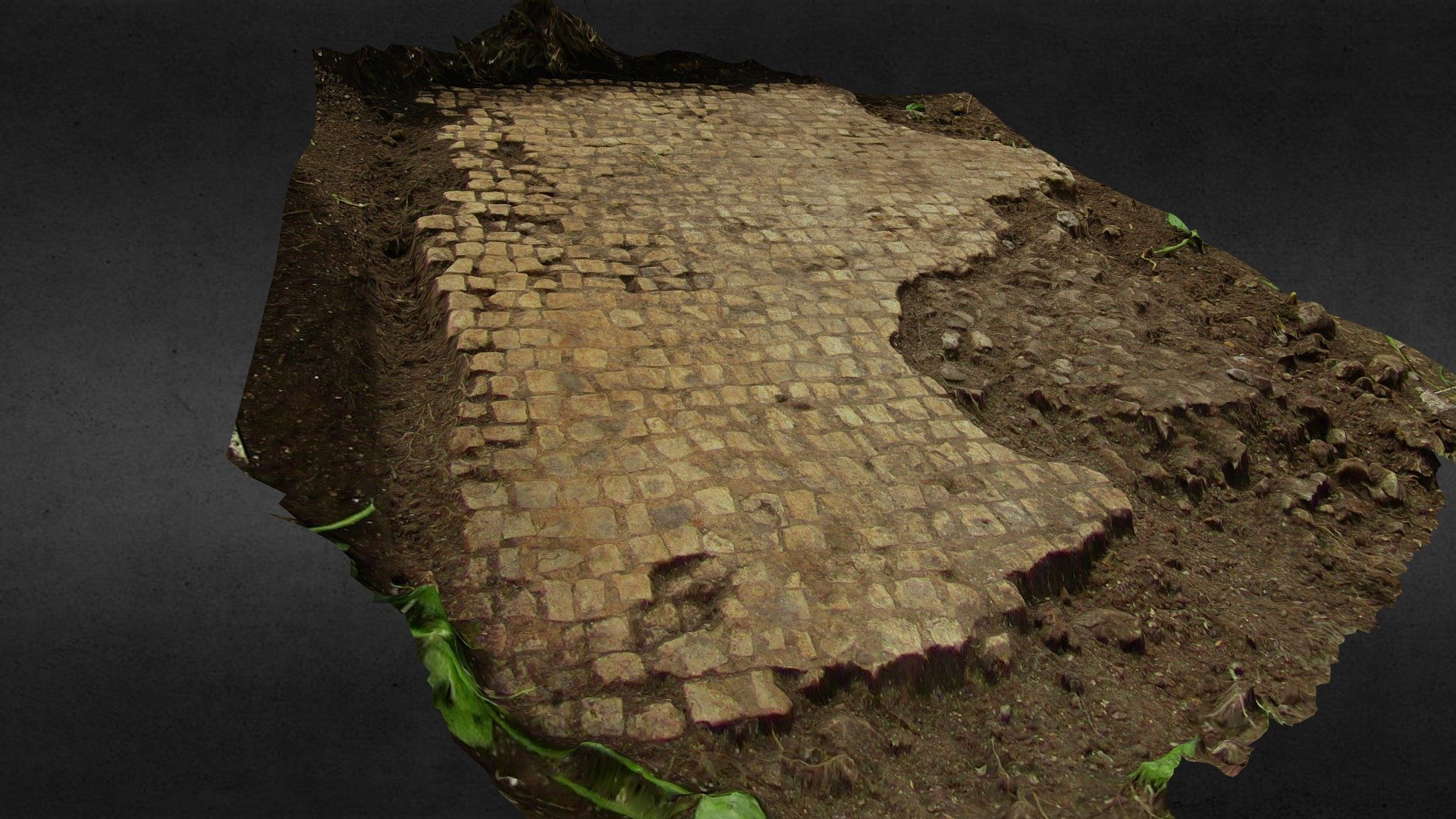 Remains of Roman mosaic in a thermal building