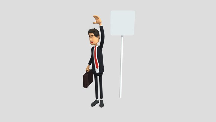 Business Buddy. 3D Office Worker Illustration 3D Model