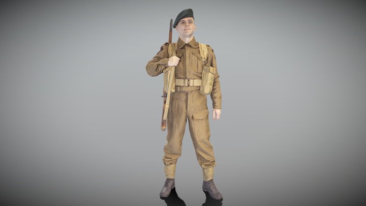 British soldier with gun 289 3D Model