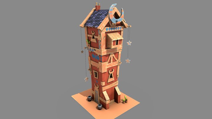 Moon House - Stylized Cartoon 3D Model