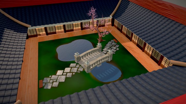 Feudal Japan Courtyard 3D Model