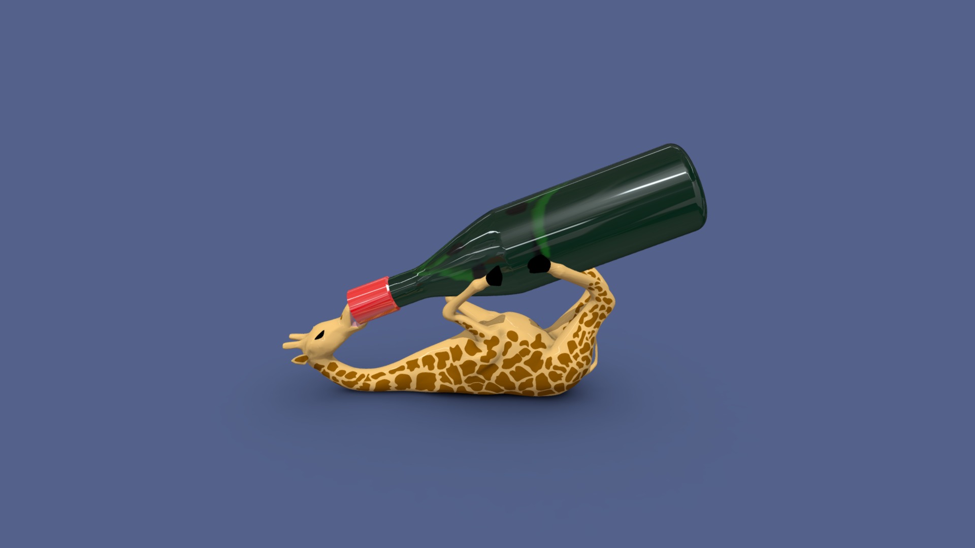 3D model Wine Giraffe - This is a 3D model of the Wine Giraffe. The 3D model is about a toy dinosaur holding a bottle.