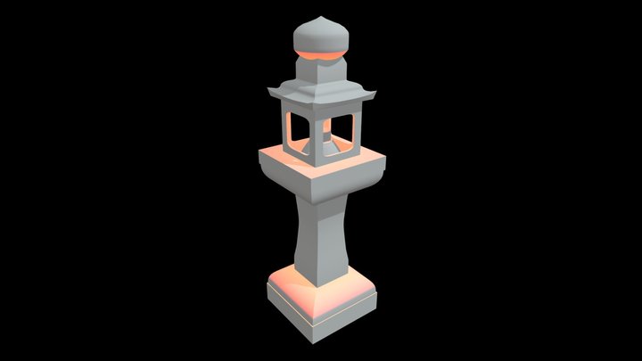 Japanese Stone Lantern 3D Model