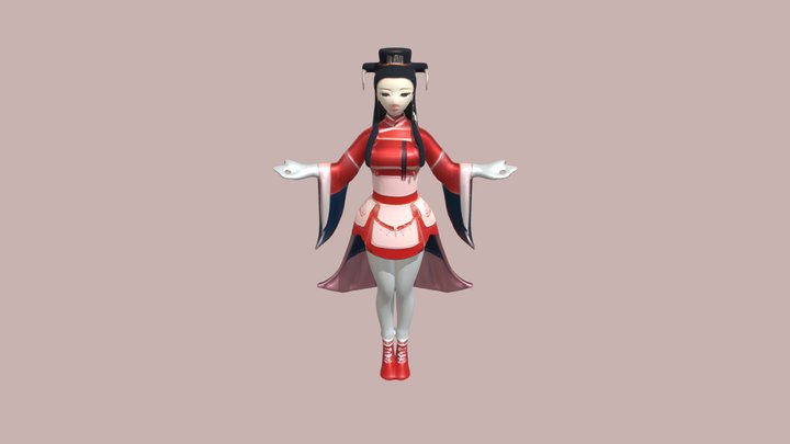 Traditional Asian female in historical attire 3D Model