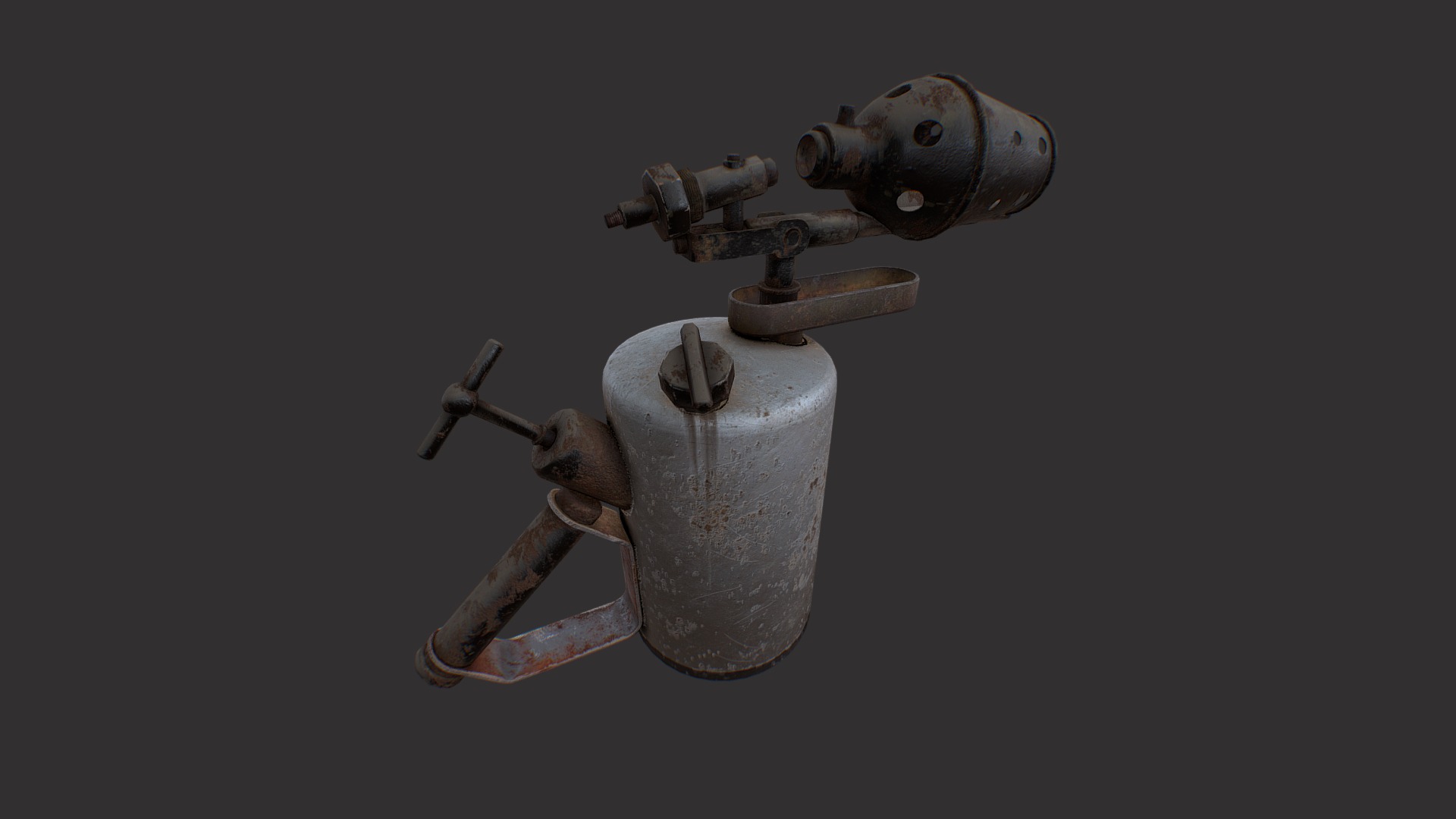 3D model Old Flame Thrower - This is a 3D model of the Old Flame Thrower. The 3D model is about a close-up of some pipes.