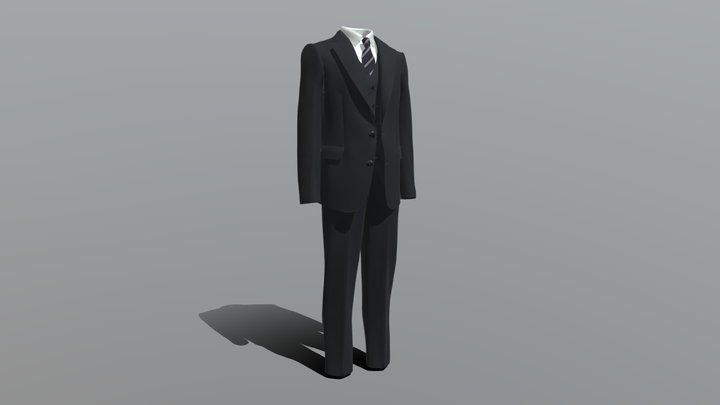Man Black Business Suit 3D Model