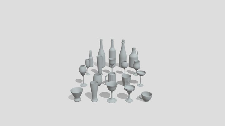Glass,Bottle Asset 3D Model