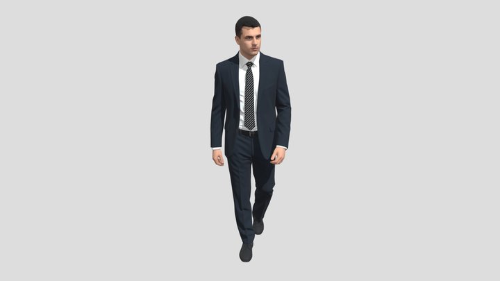 Executive in a Navy Suit 3D Model