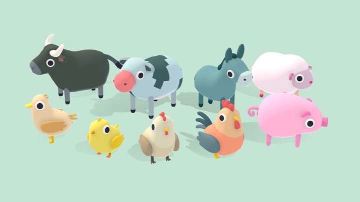 Quirky Series - Farm Animals Vol 1 3D Model