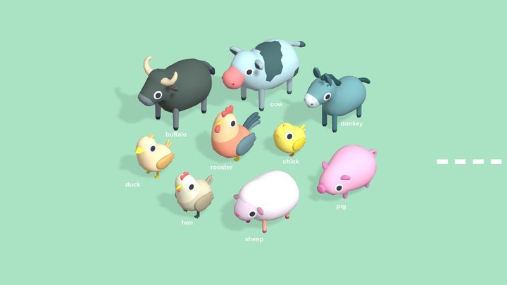 Quirky Series - Farm Animals Vol 1 - 3D model by Omabuarts Studio